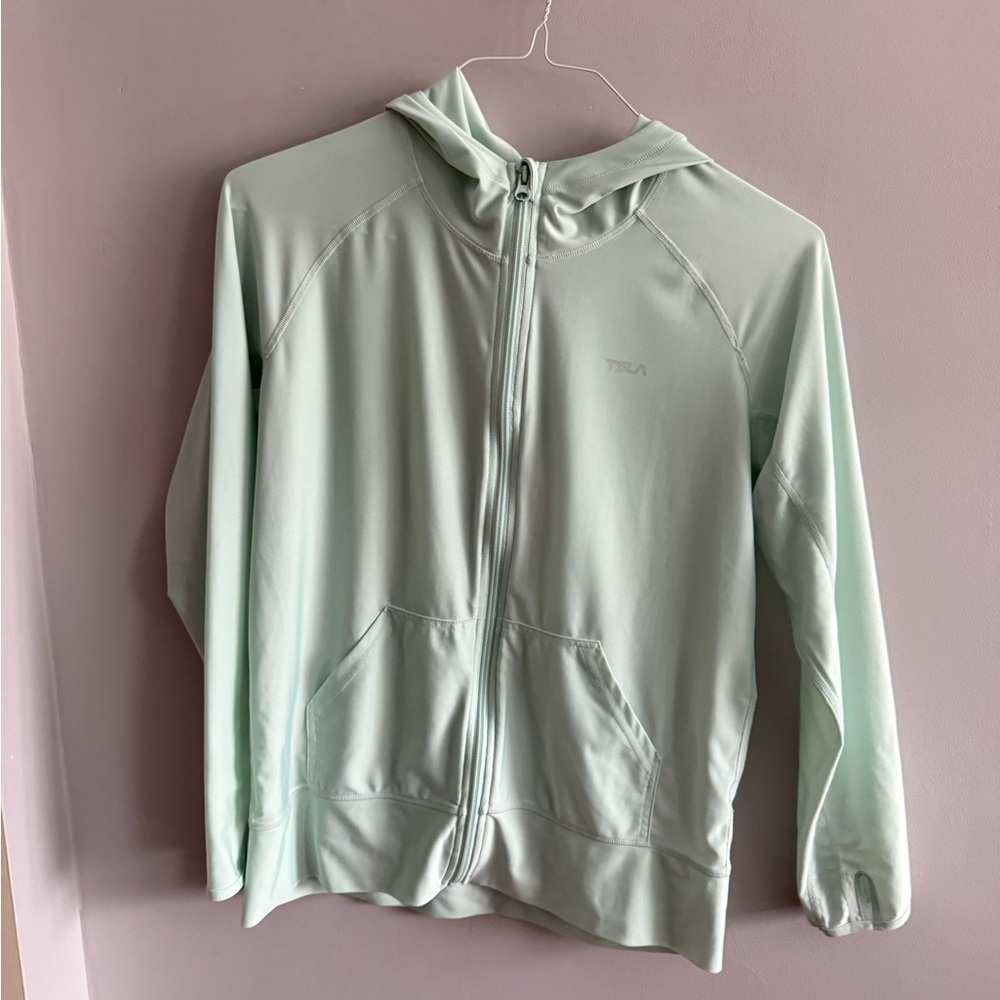 TSLA Mint Green Athletic Zip Up Hoodie Size Small